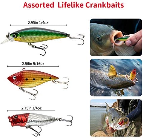 Fishing Lures Kit for Freshwater Bait Tackle Kit for Bass Trout Salmon Fishing Accessories Tackle Box Including Spoon Lures Soft Plastic Worms Gifts for Men - Image 2